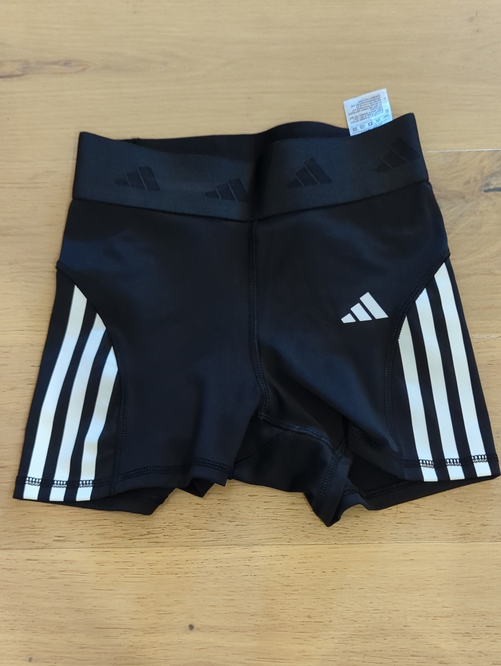 adidas Black Workout Compression Shorts with White Side Stripes